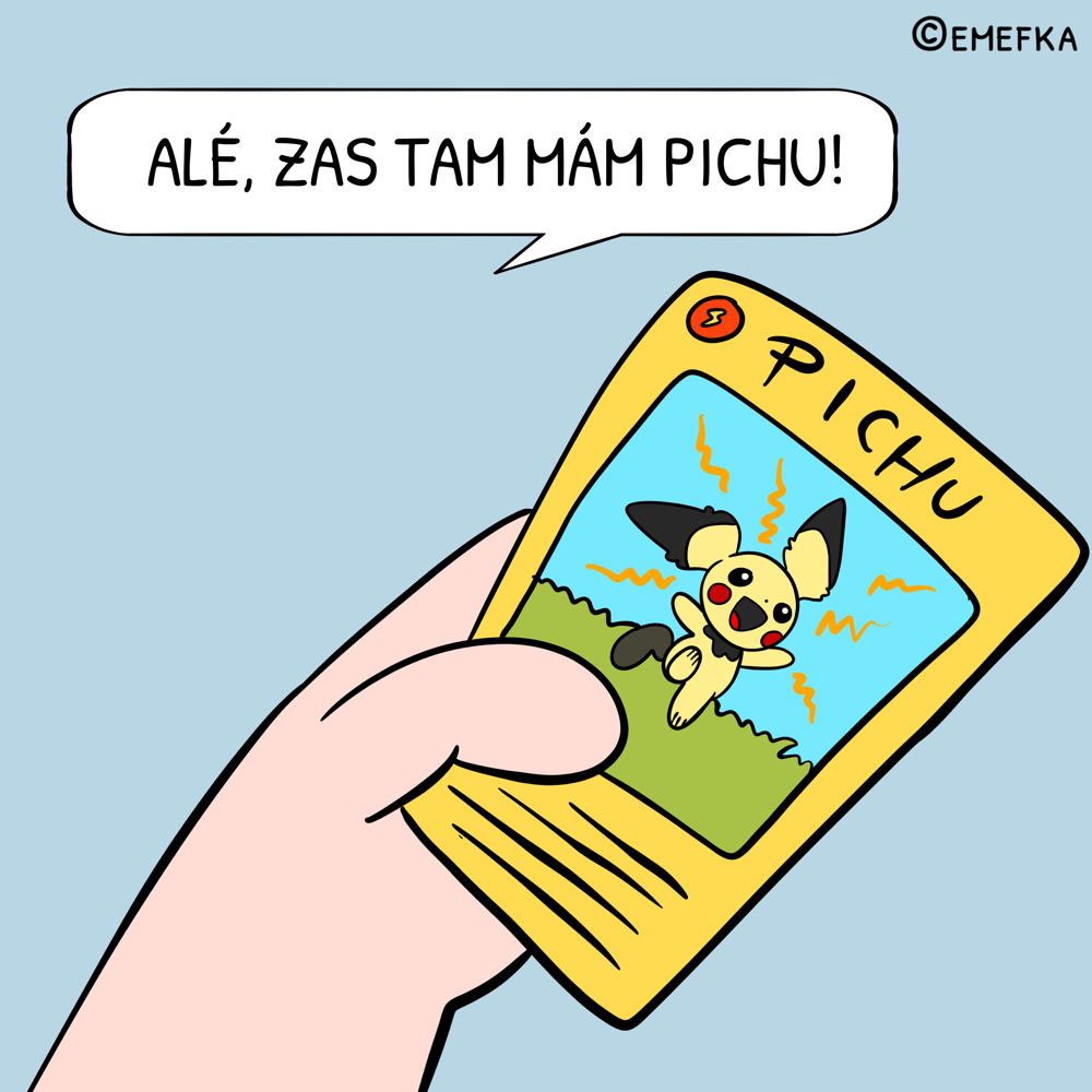 sklamanie, detstvo, vtipné ilustrácie, Pokémon kartička