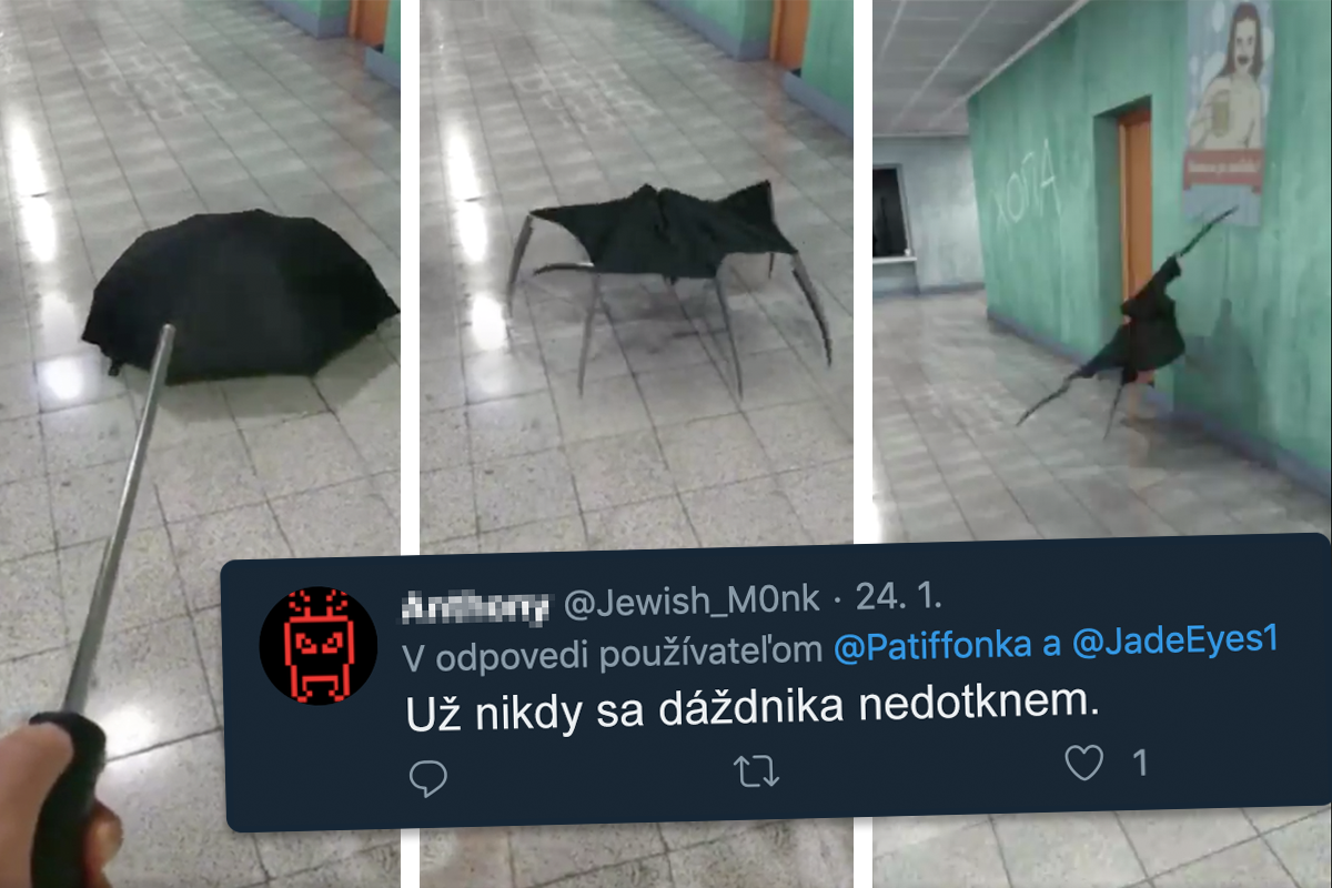 Animácia dáždnika privedie do rozpakov každého, kto nemá rád pavúky