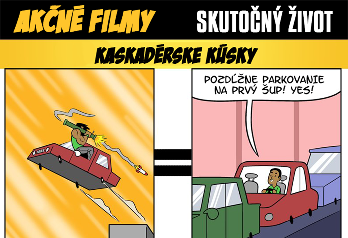 Akčné filmy vs. Skutočný život: vtipné porovnanie identických situácií