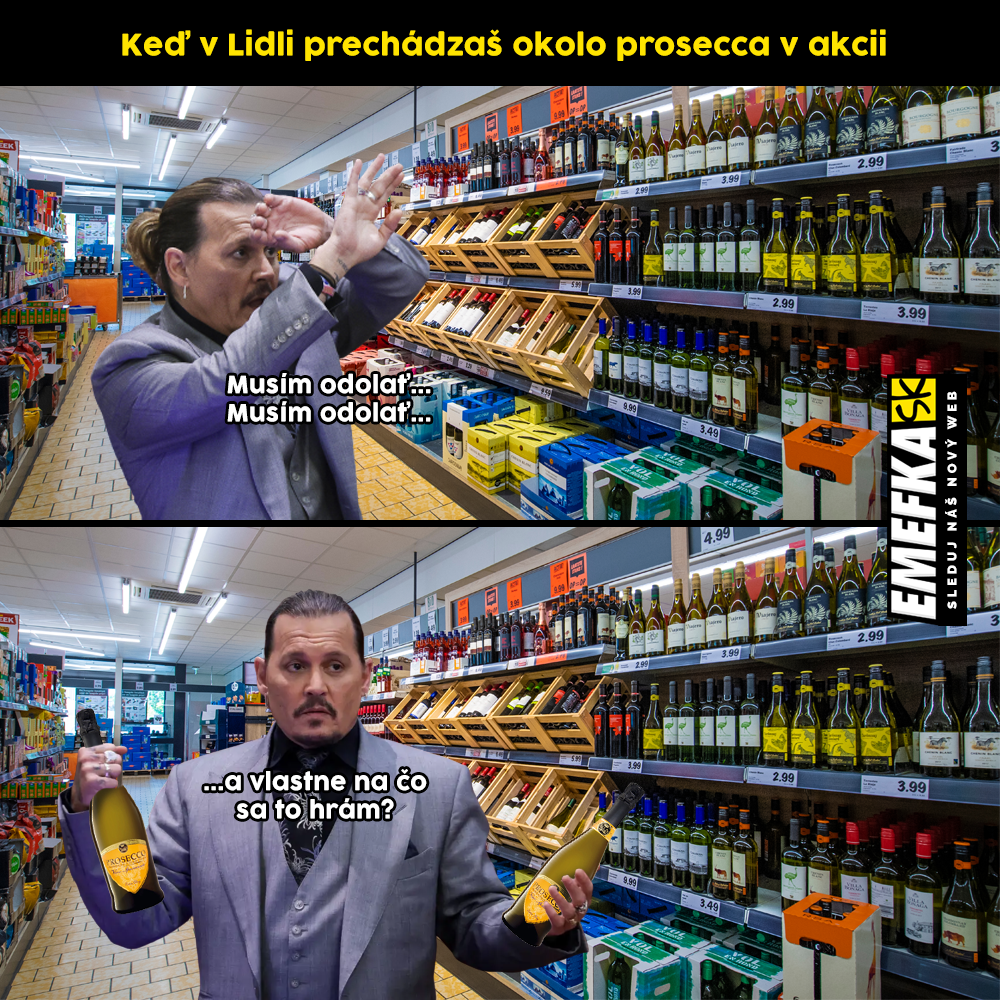 Depp vs. Heard súdny proces meme lidl prosecco