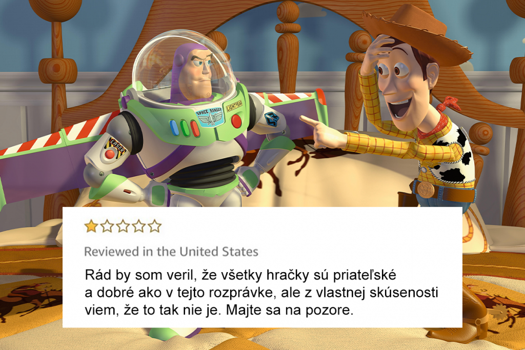 filmová recenzia, nespokojní diváci, Amazon Movie Reviews, zábava, bizár, Toy Story