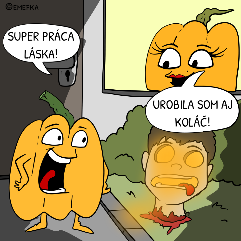 jeseň, komiks, zábava, ilustrácia, vyrezávanie tekvice