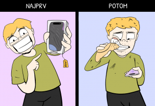 vtipné ilustrácie, komiksy, peniaze, vyhodené peniaze, ako ušetriť peniaze, drahý telefón, nový mobil