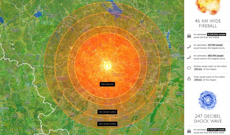 Web, kde môžeš škodoradostne sledovať apokalypsu dopadu asteroidu podľa zvolenej veľkosti, rýchlosti a lokality