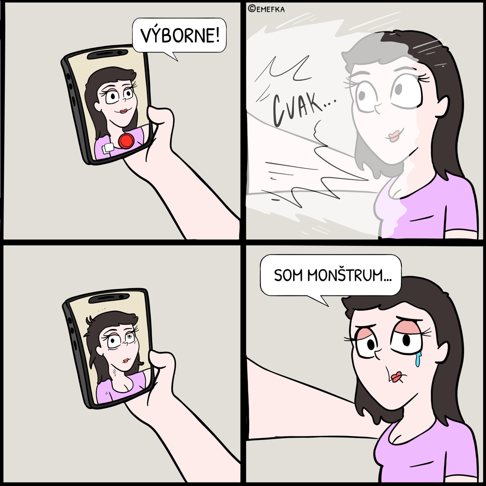 vtipné komiksy, ilustrácie, zábava, selfie, fotenie