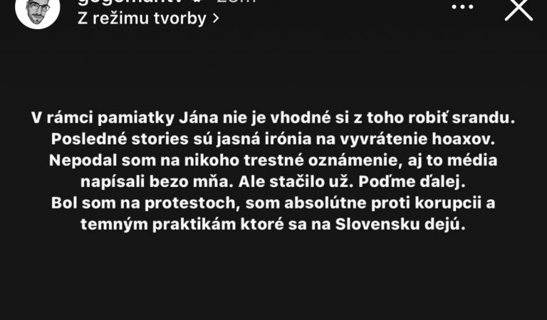 Gogo priniesol vyjadrenie k memes, ktoré ho spájajú so smrťou Jána Kuciaka
