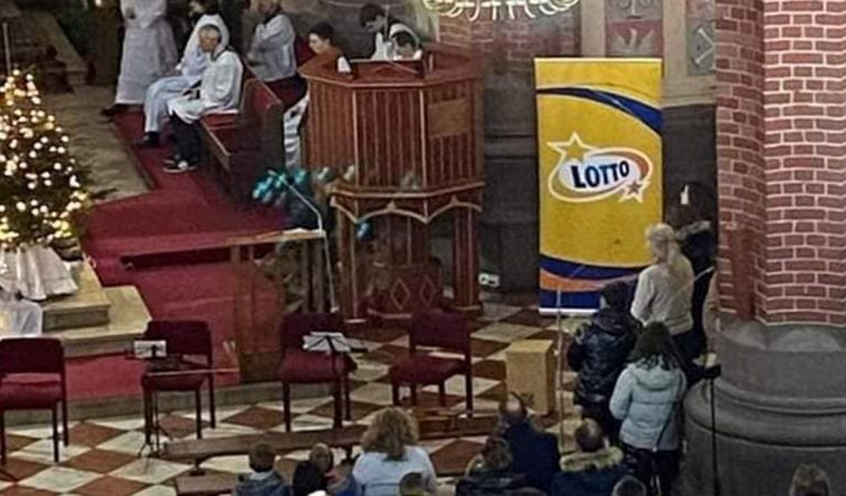 kostol, Poľsko, banner, lotéria, Lotto