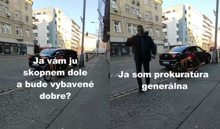 "Ja som generálna prokuratúra, skopnem ti ten bicykel," vyhrážal sa rozhnevaný muž v Bratislave
