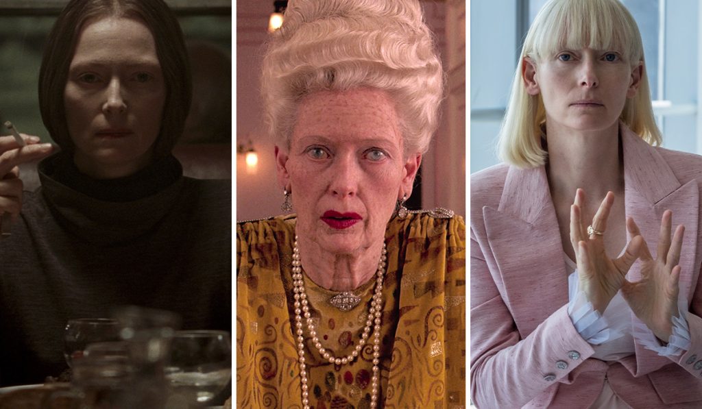 film, herec, transformácia, Tilda Swinton, Suspiria (2018), Grandhotel Budapešť (2014), Okja (2017)