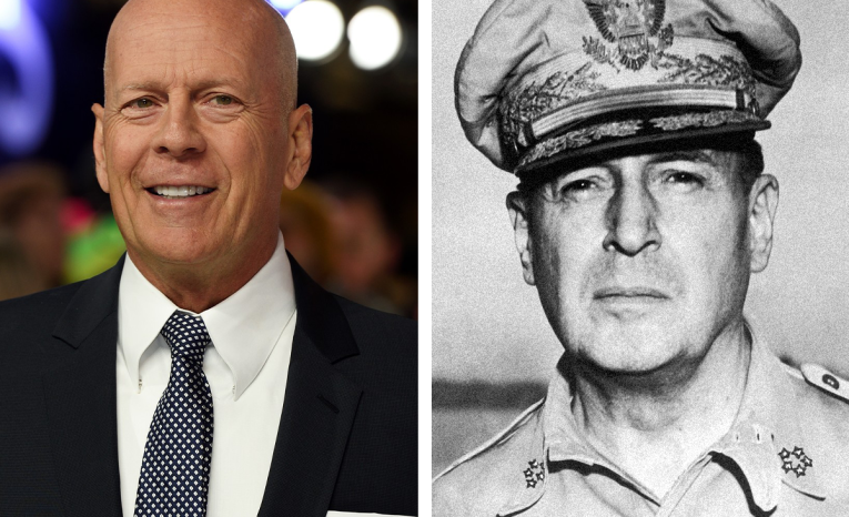 celebrita, historická osobnosť, história, podobnosť, dvojička, Bruce Willis, Douglas MacArthur