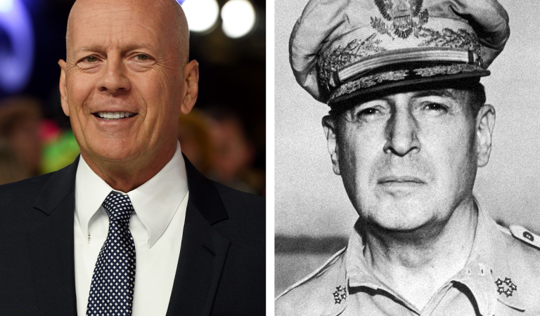celebrita, historická osobnosť, história, podobnosť, dvojička, Bruce Willis, Douglas MacArthur