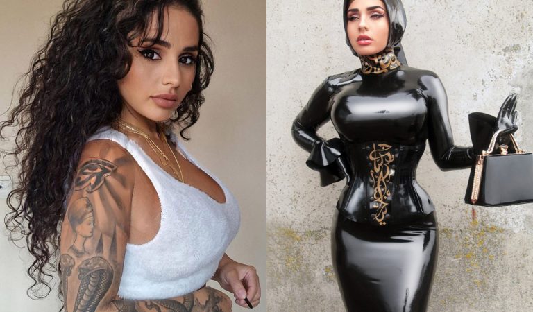 Moslimka v latexovom hidžábe. Arabská domina za peniaze ponižuje vplyvných mužov