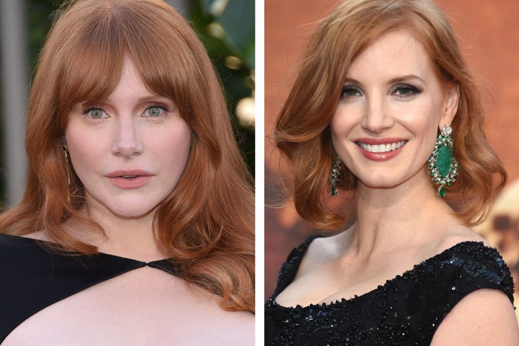 celebrity, ktoré sa na seba podobajú, známe osobnosti, šoubiznis, Hollywood, Bryce Dallas Howard a Jessica Chastain