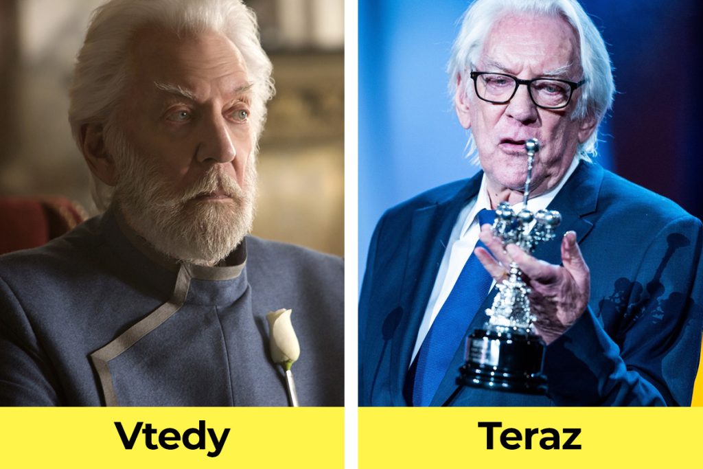 Hunger Games, Hry o život, film, herec, vtedy verzus teraz, Donald Sutherland