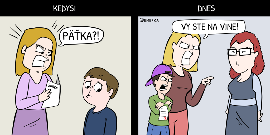 škola, školské časy, študent, žiak, kedysi verzus dnes, ilustrácia, komiks