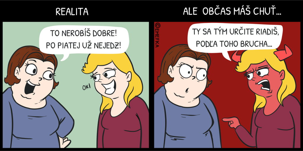 situácie, v ktorých sa tebe bije anjel s diablom, ilustrácia, komiks, zábava