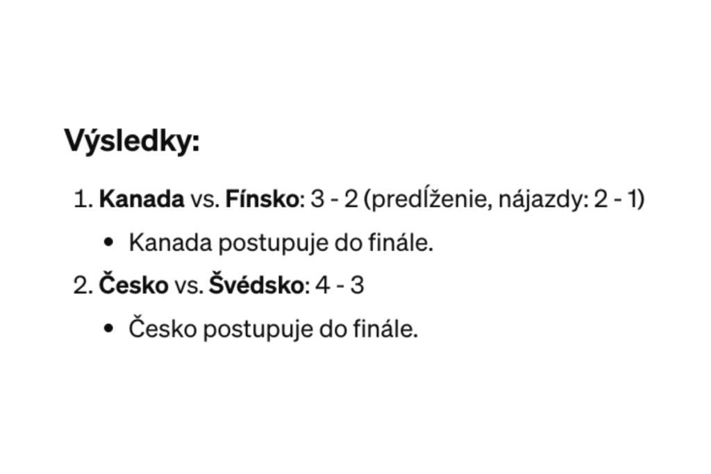 Trafila umelá inteligencia výsledky MS v hokeji 2024? V tomto sa zmýlila a toto odhadla správne