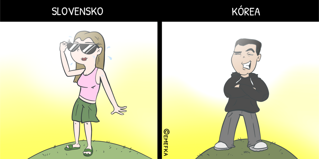 Slovensko verzus Južná Kórea, ilustrácie, porovnanie, komiks, humor