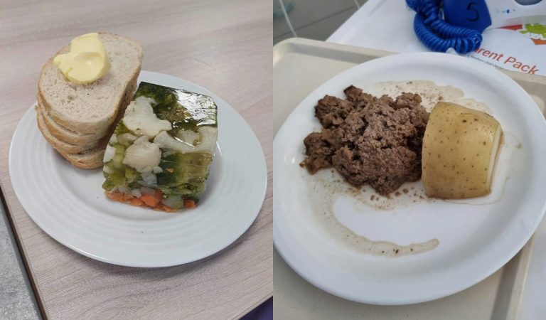 nechutné nemocničné jedlo