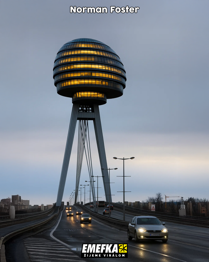 Ako by mohol vyzerať ikonický bratislavský Most SNP a jeho reštaurácia UFO, ak by išlo o dielo rôznych architektov?