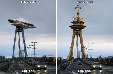 Bratislava z iného vesmíru. Takto by vyzeral Most SNP v štýle rôznych známych architektov