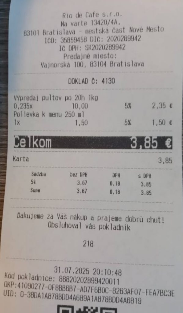 Muž sa v Bratislave najedol za 3,85 eura. Nešlo o bagetu, ale o hlavné jedlo s polievkou, zázrak však má aj kritikov