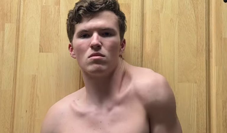 crooked man zvonár u matky božej svalnatý muž polovica tela telo ľudia viral