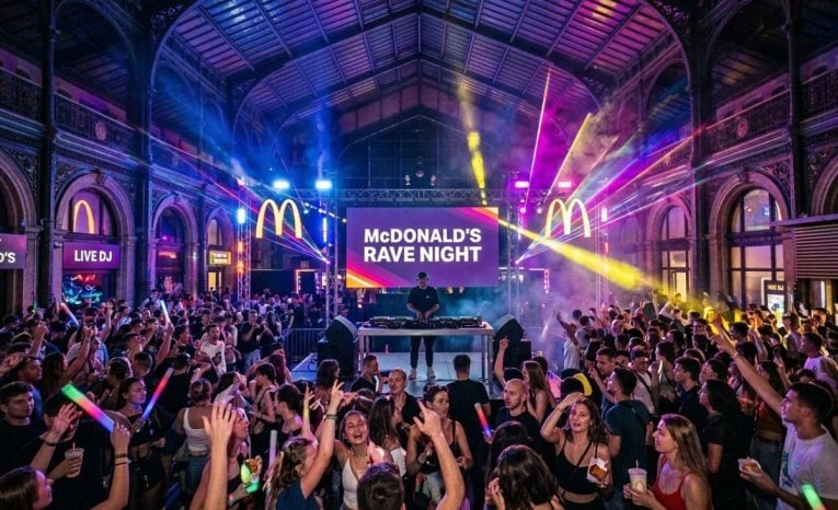 McDonald's Budapešť sa pýši nezvyčajnou vlastnosťou. V noci sa z neho stáva rave klub.