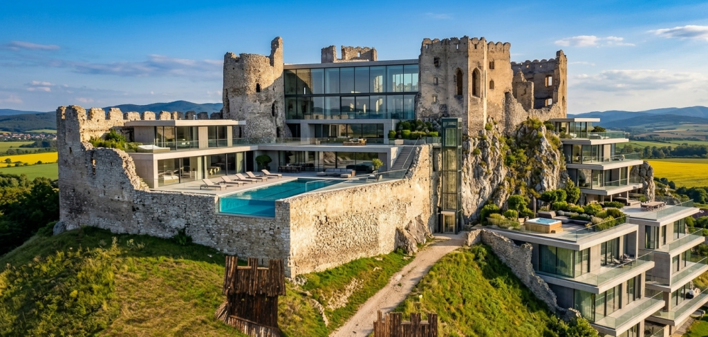 Ako by vyzerali slovenské zrúcaniny ako luxusné nehnuteľnosti? AI vytvorila ich vizualizácie