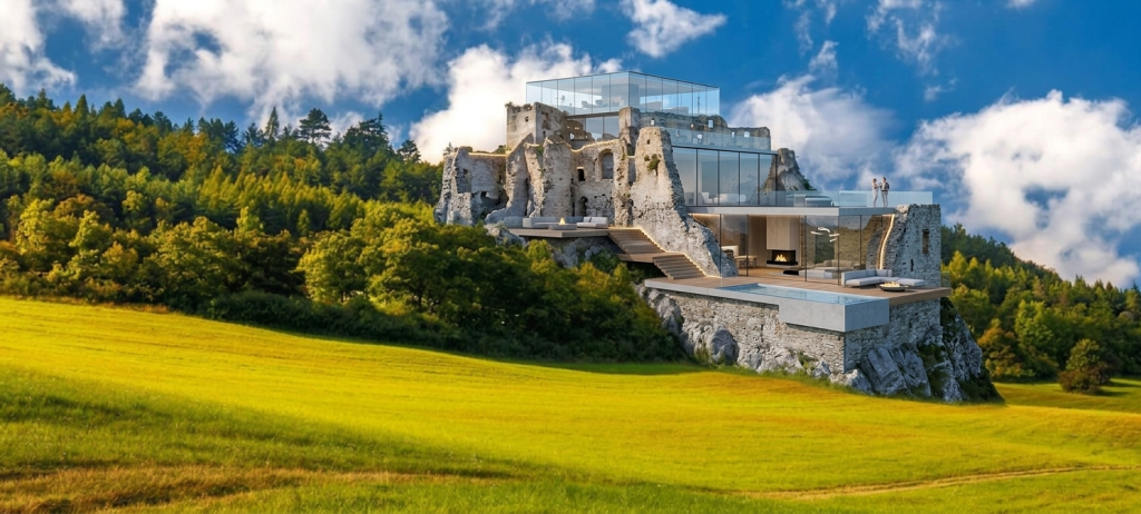Ako by vyzerali slovenské zrúcaniny ako luxusné nehnuteľnosti? AI vytvorila ich vizualizácie
