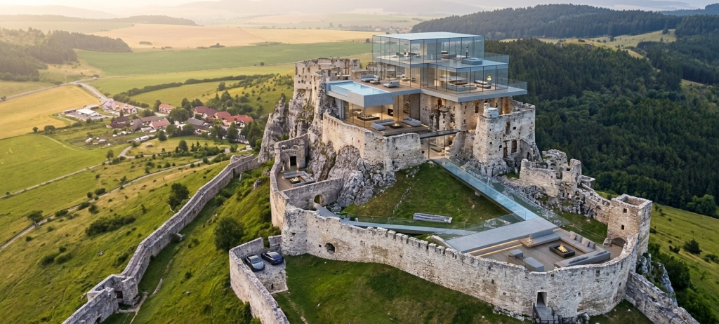 Ako by vyzerali slovenské zrúcaniny ako luxusné nehnuteľnosti? AI vytvorila ich vizualizácie