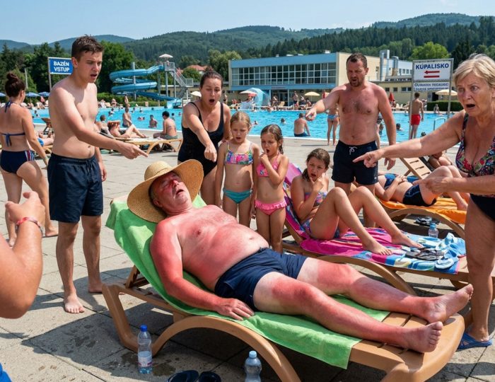 Rodinka s lepeňákmi aj ujo červený ako rak. Tieto typy ľudí zaručene stretneš pri návšteve kúpaliska