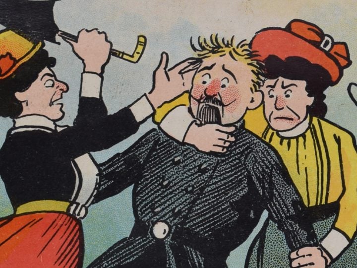 ženy proti ženám anti sufragizmus volebné právo plagáty absurdné