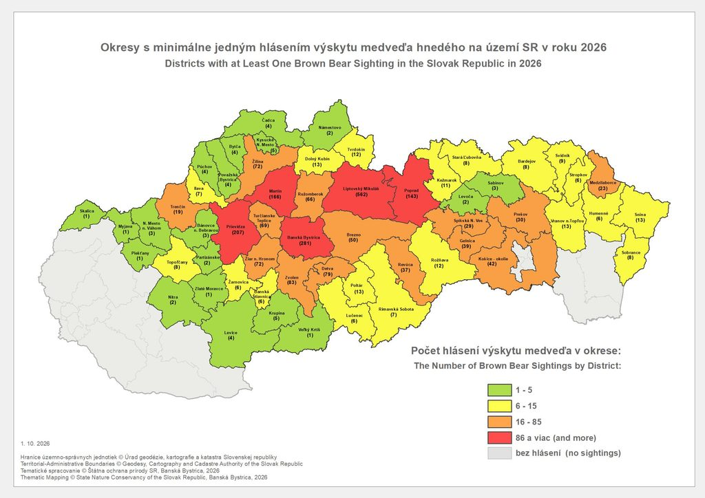 Mapa medveďov na webe pozormedved.sk je užitočná pomôcka, ktorá monitoruje nedávne výskyty medveďa na Slovensku.
