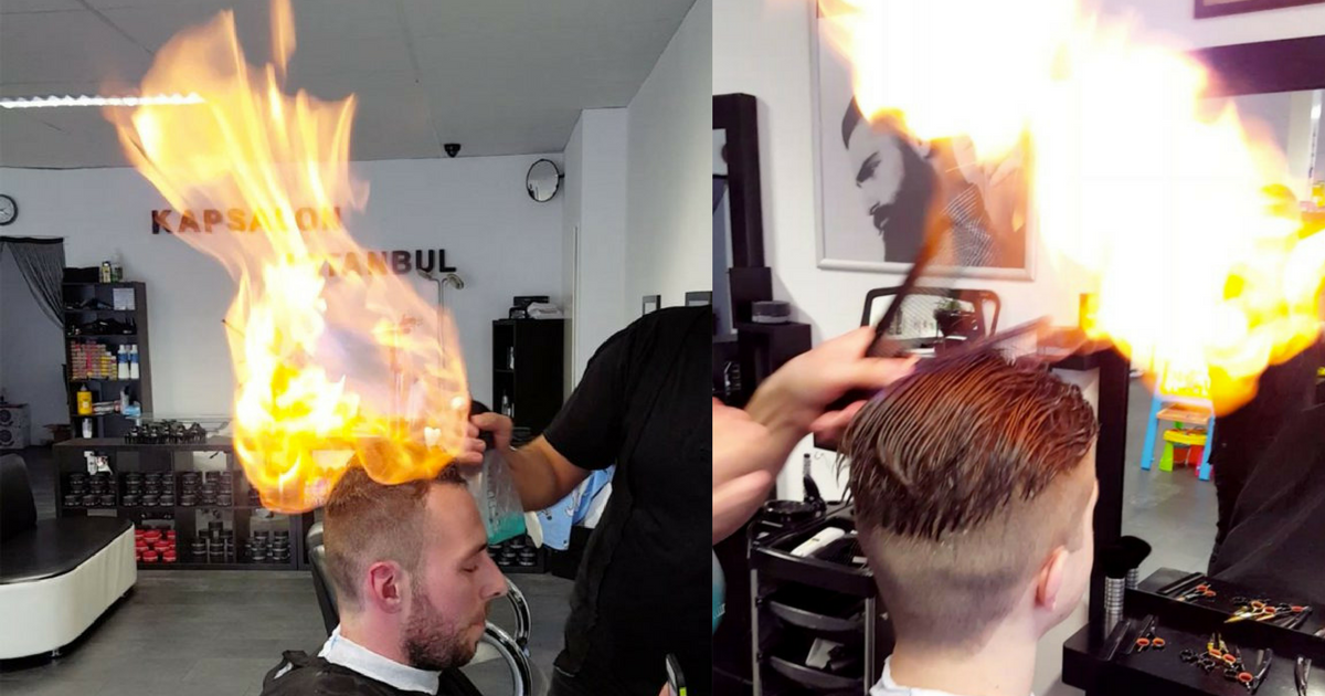 Inovatívny holič strihá svojich klientov ohňom