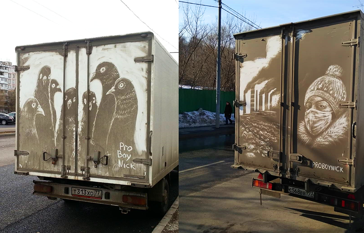 Ruský umelec pretvára špinavé vozidlá na majstrovské umelecké diela!