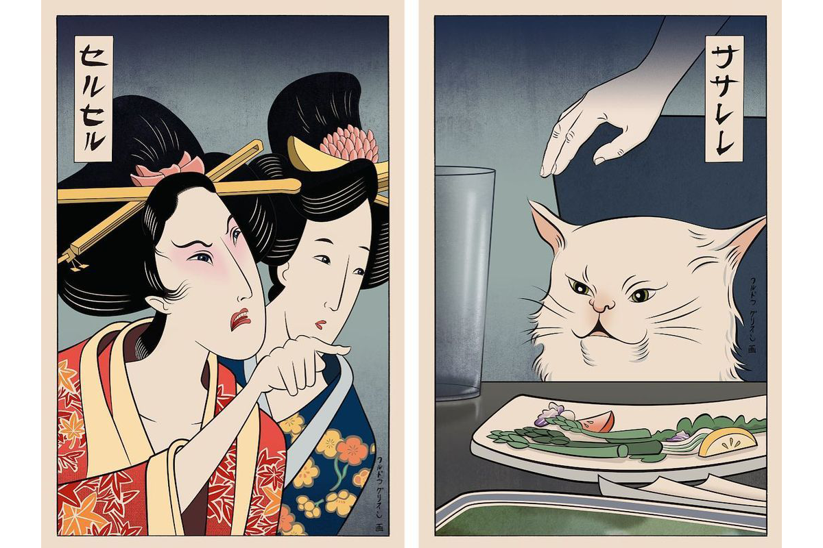 Takto vyzerajú populárne memes vo forme tradičných japonských obrazov. Spoznáš ich všetky?