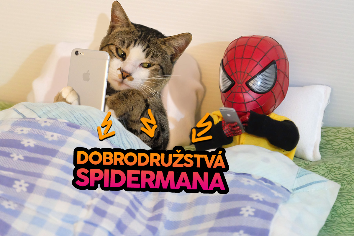 Umelec vytvára vtipné obrázky vďaka spojeniu mini Spidermana a mačky