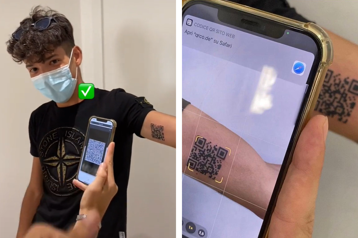 Mladík z Talianska si nechal vytetovať na ruku QR kód zo svojho covidpasu