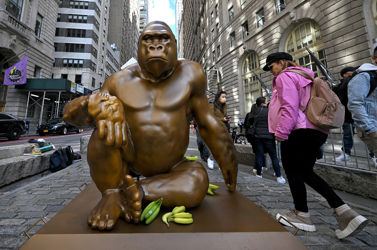 Na Wall Street odhalili sochu legendárnej gorily Harambe. Aký je jej zmysel?