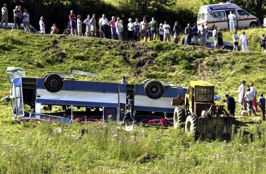 dopravná nehoda, Slovensko, tragédia, nehoda autobusu, pútnici, technická porucha