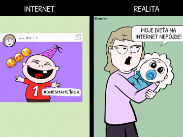 komiks, ilustrácia, bezpečnosť na internete, realita verzus internet, paradox, online nakupovanie