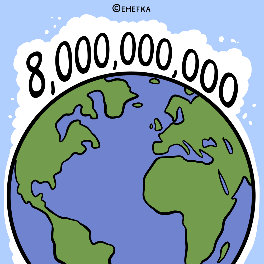 Udalosti z roku 2022, ilustrácie, na svete je osem miliárd ľudí