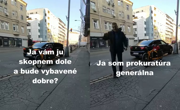 "Ja som generálna prokuratúra, skopnem ti ten bicykel," vyhrážal sa rozhnevaný muž v Bratislave