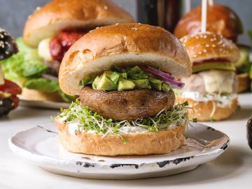 vegánske recepty, vegánstvo, jedlo, portobello burger