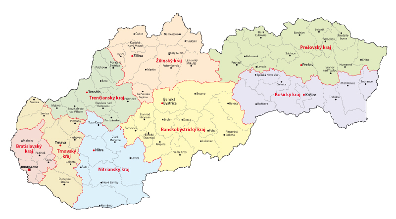 Slovensko, Slovenská republika, mapa, kraj, mesto, obec, Slovák, Slováci