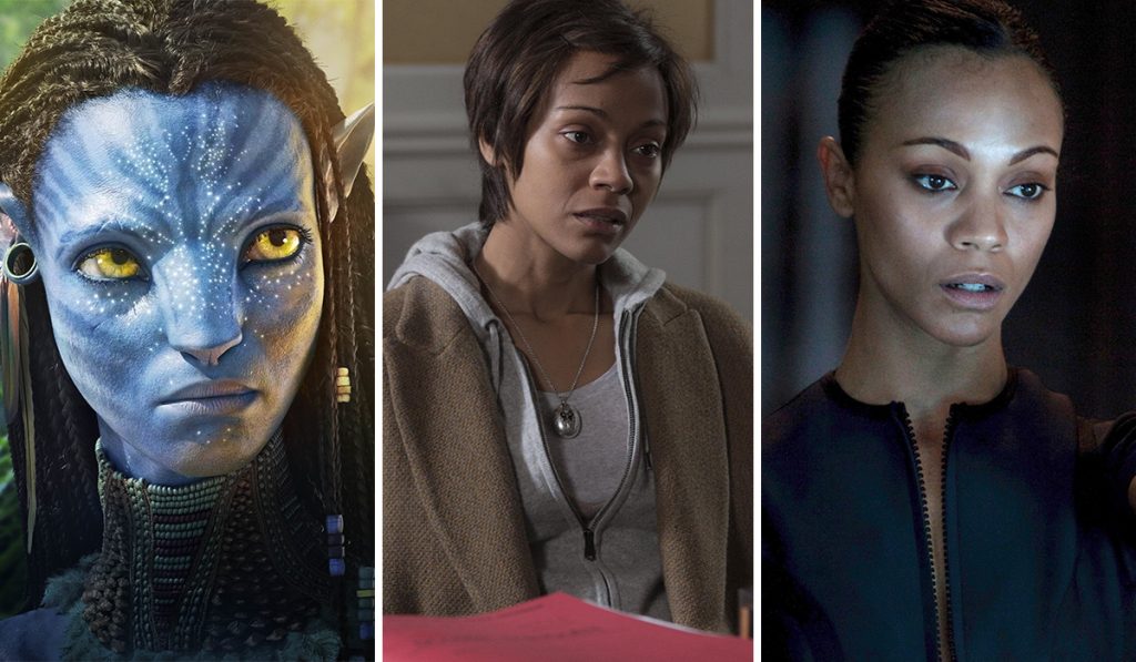 film, herec, transformácia, Zoe Saldaña, Avatar (2009), Rosemary's Baby (2014), Colombiana (2011)
