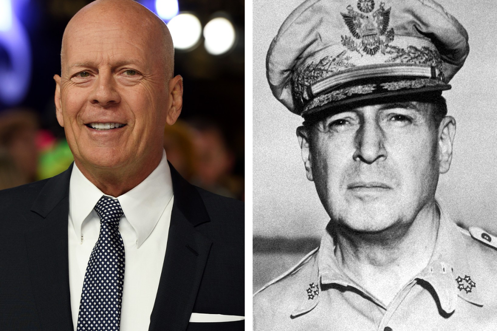celebrita, historická osobnosť, história, podobnosť, dvojička, Bruce Willis, Douglas MacArthur