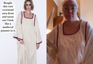 Žena si objednala šaty z internetu. Prišiel jej kúsok, v ktorom vyzerá ako stredoveký sedliak