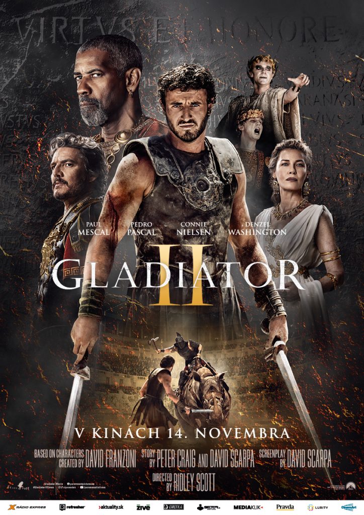 filmy, Gladiátor II, kino program, slovenské kino, kino premiéra, filmová novinka, historický film